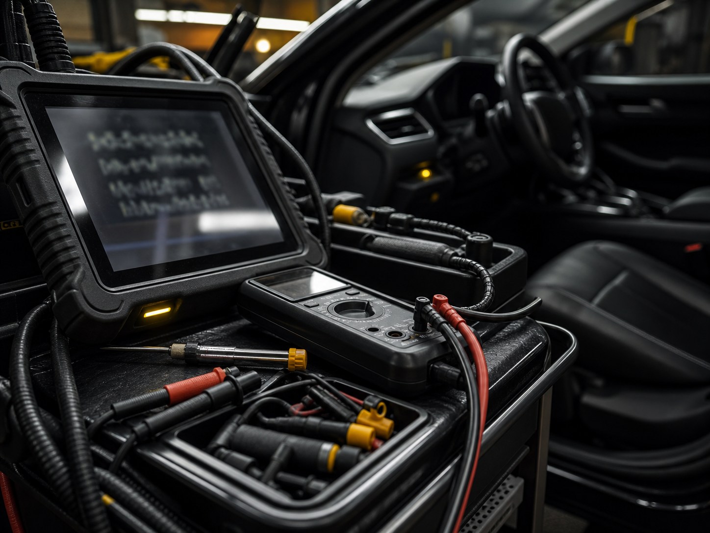 Automotive diagnostic scan tool reading a vehicle's electrical system